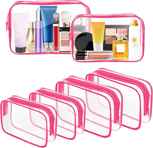 AURUZA 6 PACK Clear Toiletry Bag, TSA Approved Cosmetic Makeup Bags Set, Portable Travel Makeup Bags Zipper PVC Cosmetic Pouch Airport Airline for...